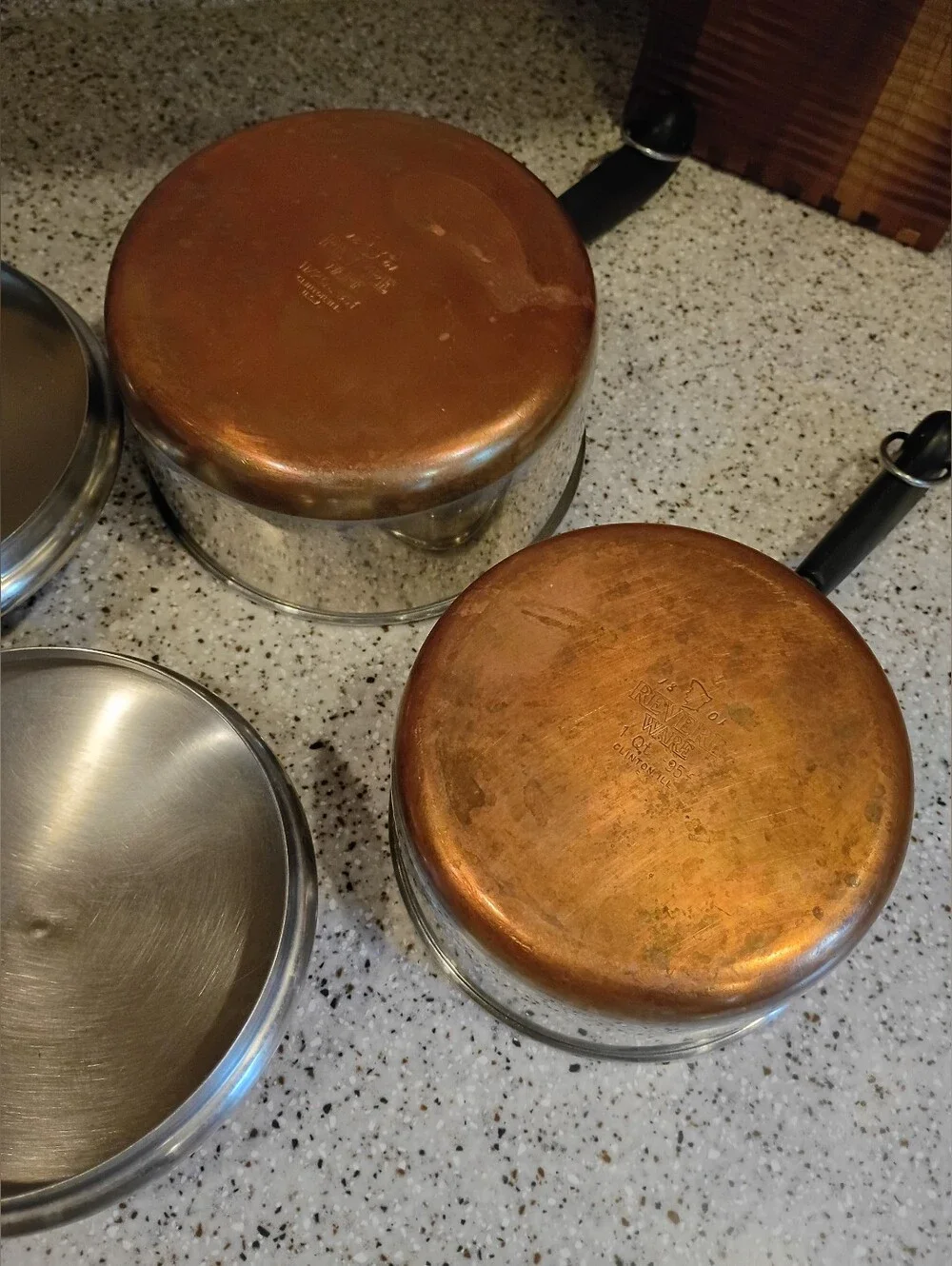 Vintage Revere Ware Copper Bottom Sauce Pots With Lids